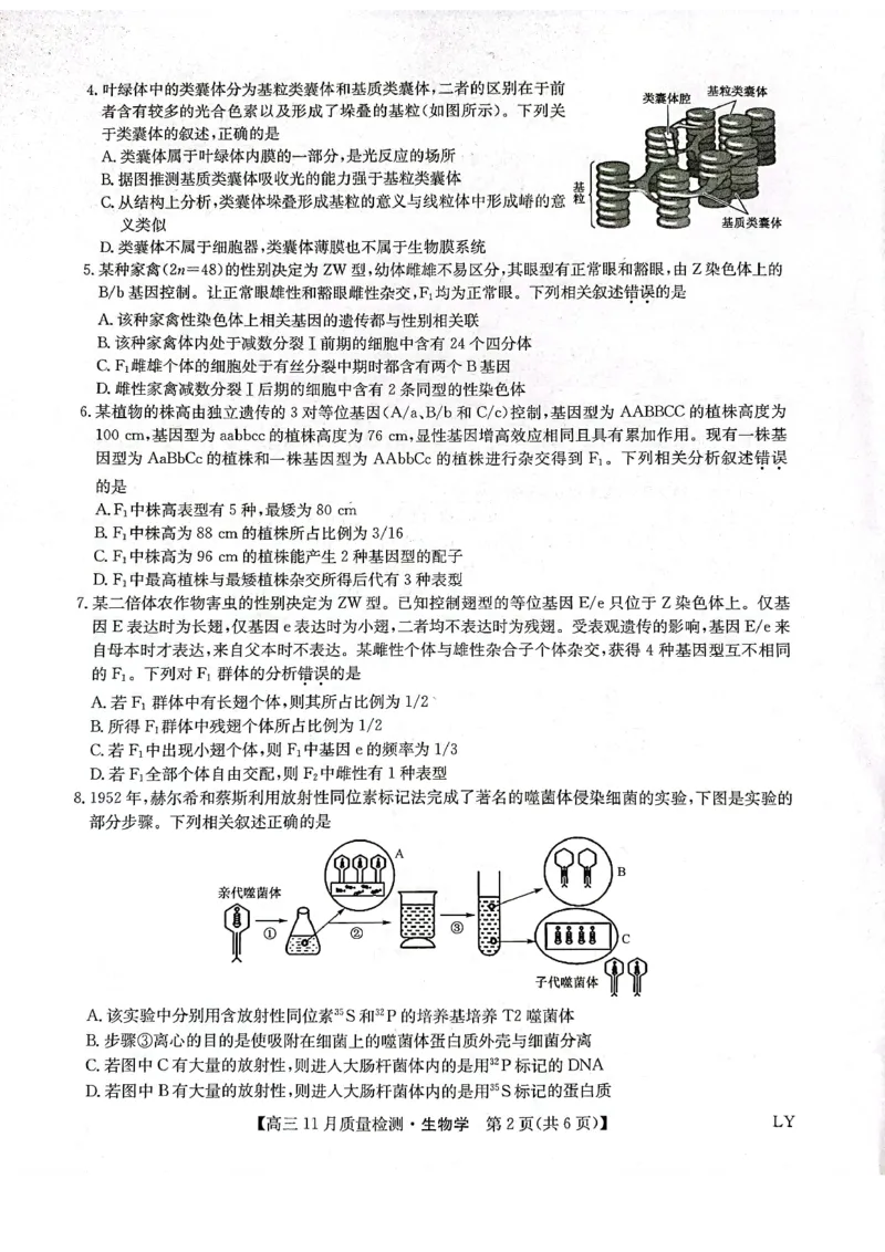 甘肃省高台县第一中学2024届高三上学期11月月考生物学试题(1)_2023年11月_0211月合集_2024届九师联盟高三11月质量检测_九师联盟2024届高三11月质量检测（LY）生物