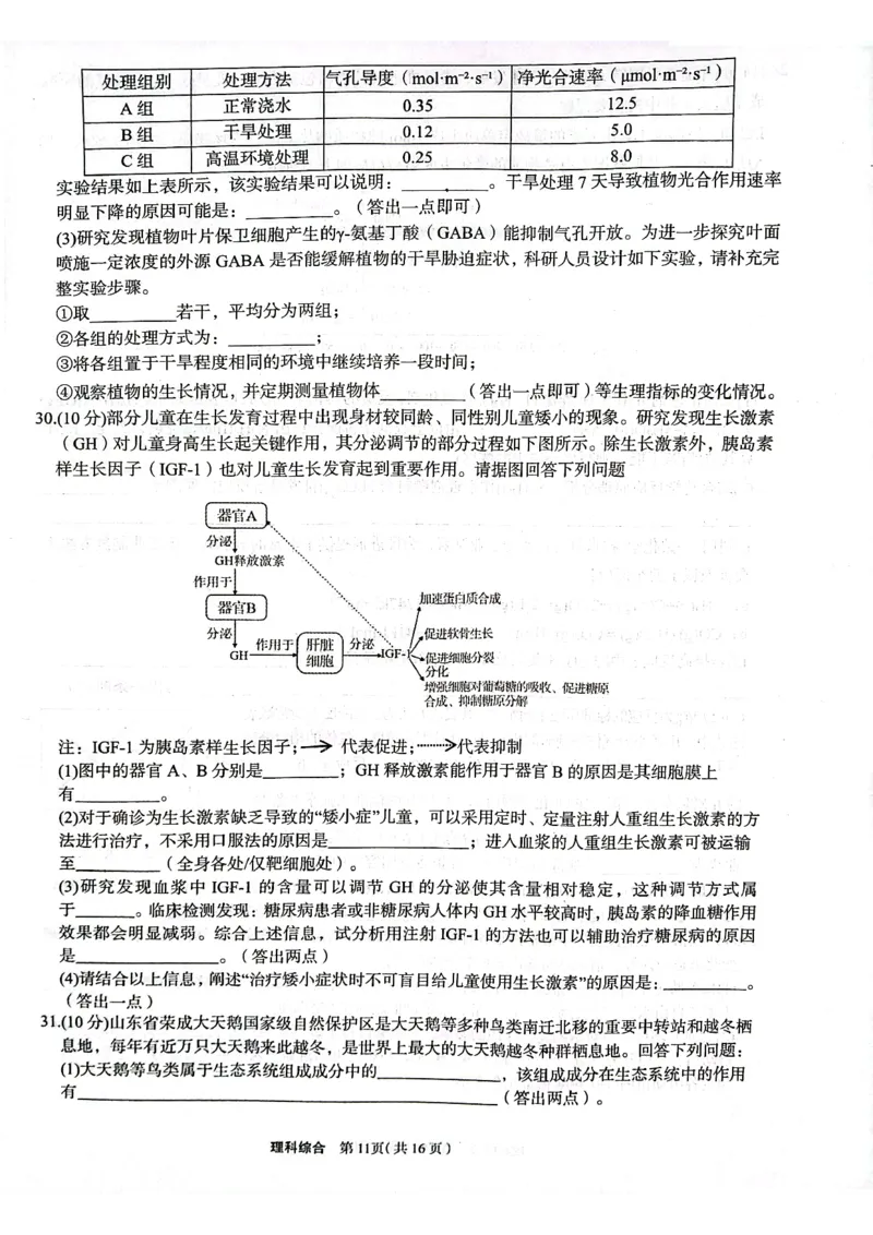 理科综合试题_2024年3月_013月合集_2024届陕西省安康市高三下学期第三次质量联考）_2024届陕西省安康市高三下学期第三次质量联考（三模）理综试题