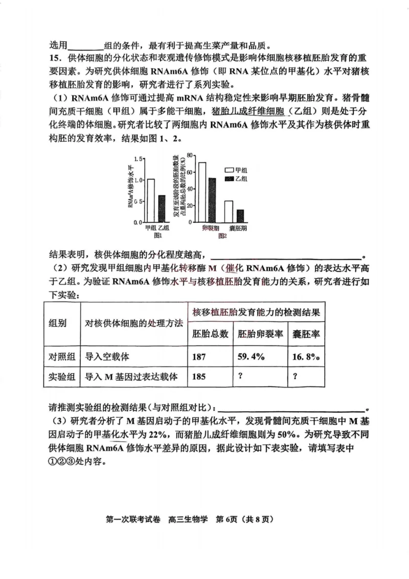 天津市北辰区2024-2025学年高三上学期11月期中生物试题（含答案）_2024-2025高三（6-6月题库）_2024年11月试卷_1125天津市北辰区2024-2025学年高三上学期11月期中考试