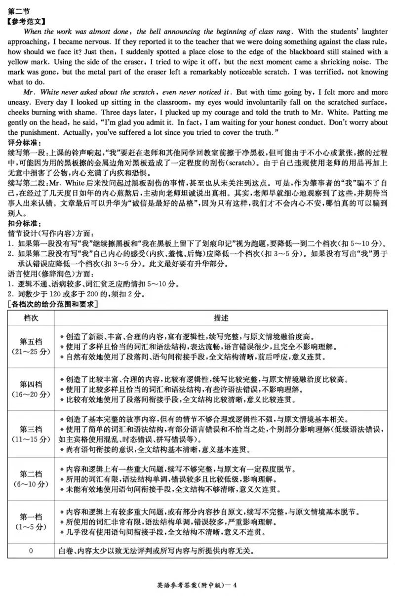 英语答案（附中6次）_2024年3月_013月合集_2024届湖南省师范大学附属中学高三月考(六)_湖南师范大学附属中学2023-2024学年高三下学期第六次月考英语试题