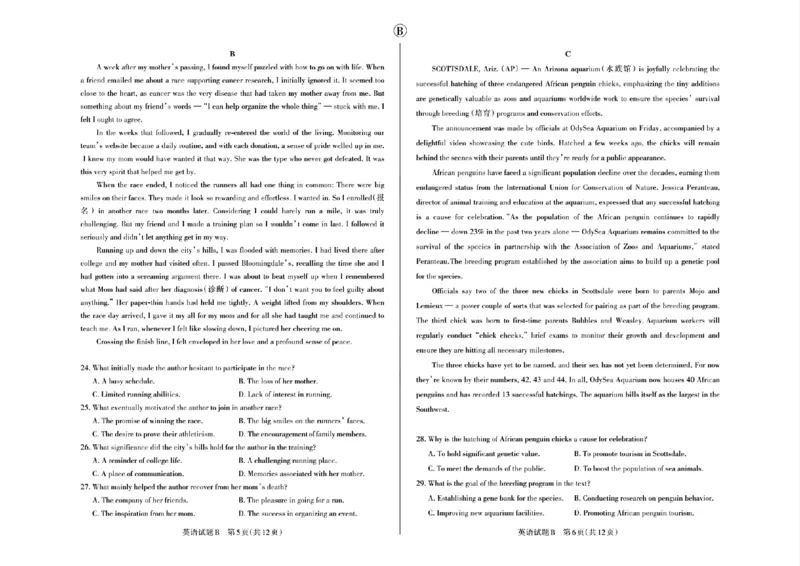 英语试题类型B_2024年3月_013月合集_2024届山西省际名校联考（一）(启航卷)_2024届山西省际名校联考（一）(启航卷)英语