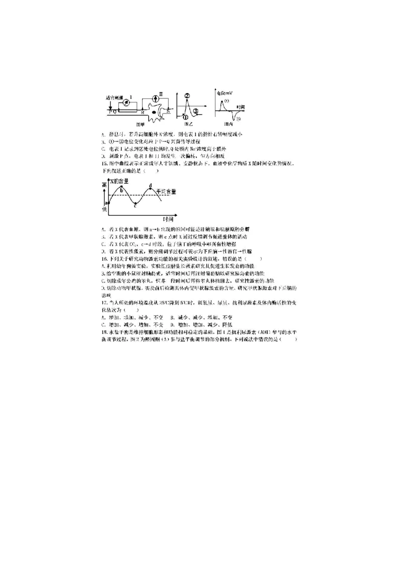 安徽省十联考合肥一中2024年11月高二期中联考生物试题_2024-2025高二（7-7月题库）_2024年11月试卷_1124安徽省十联考合肥一中2024年11月高二期中考试