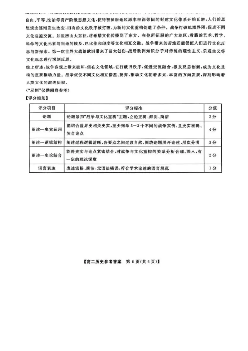 吉林省松原市2024~2025学年度高二下学期期中考试历史（含答题卡、答案）_2024-2025高二（7-7月题库）_2025年05月试卷_0530吉林省松原市2024-2025学年高二下学期期中考试