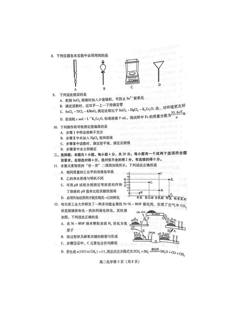 化学试题_2024-2025高三（6-6月题库）_2024年07月试卷_240712山东省潍坊市2024年7月高二年级下学期期末学习质量检测_山东省潍坊市2024年7月高二年级下学期期末学习质量检测化学