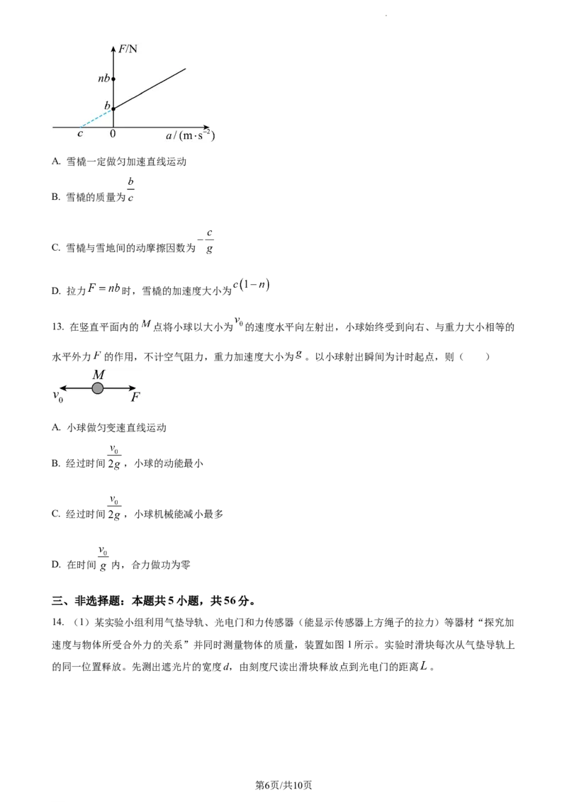 精品解析：2024届海南省天一联考高三上学期11月一模物理试题（原卷版）(1)_2023年11月_0211月合集_2024届海南省天一联考高三上学期11月学业水平诊断考试（一）