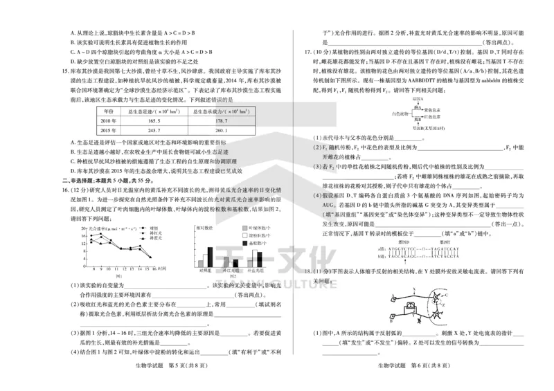 生物学安徽高三上期末质量检测试卷_2024年2月_01每日更新_06号_2024届安徽省天一大联考高三上期末考试_安徽省天一大联考2024届高三上期末考试生物