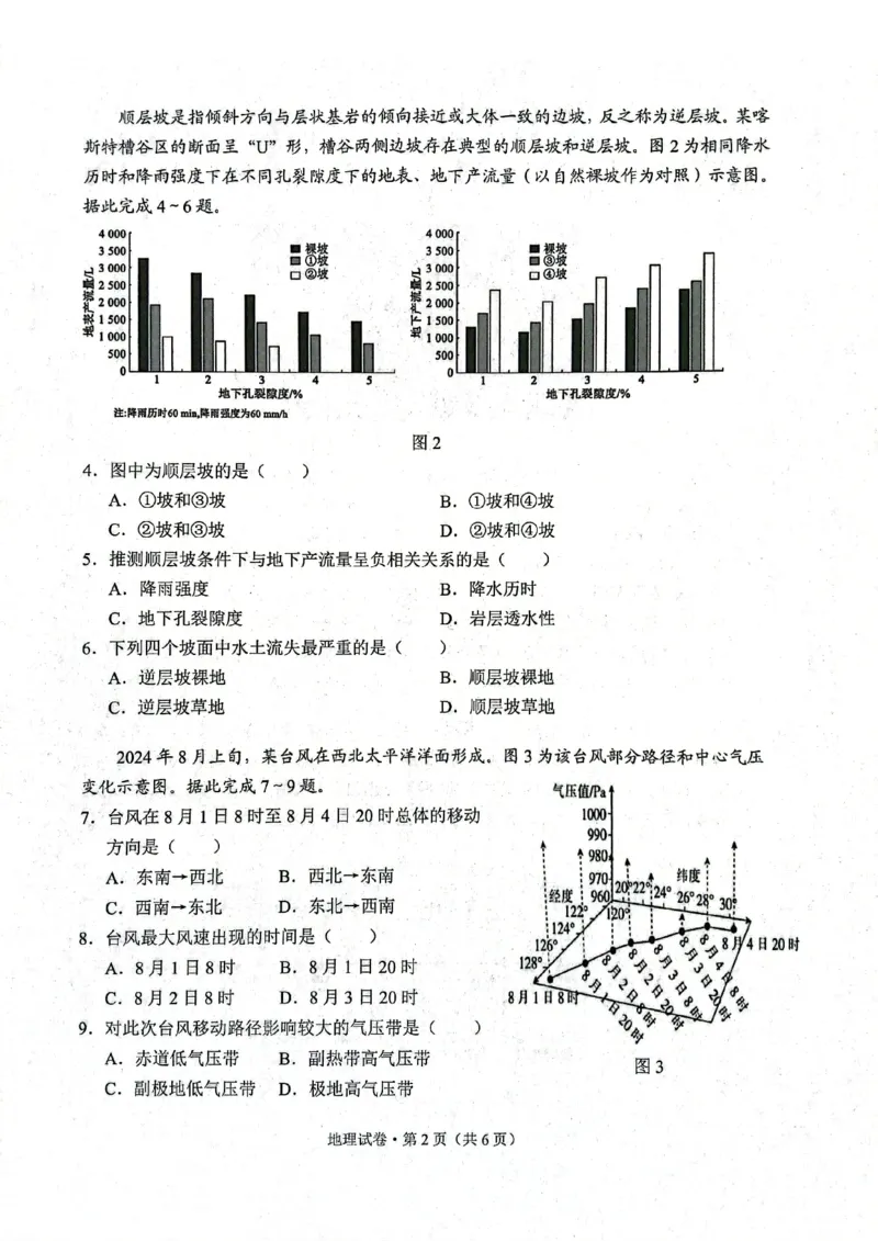云南省大理白族自治州高三上学期第一次复习统一检测地理_2024-2025高三（6-6月题库）_2024年11月试卷_1111云南省大理白族自治州高三上学期第一次复习统一检测