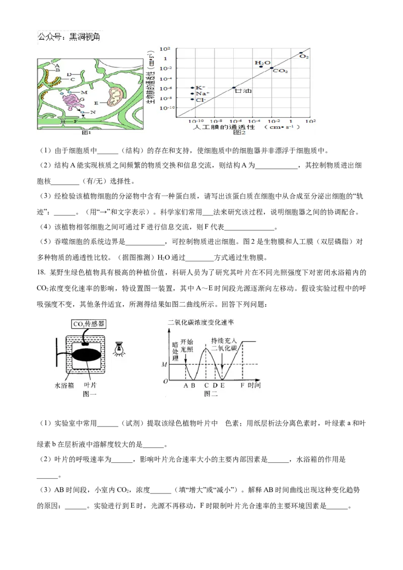 四川省成都市成华区成都列五中学2024-2025学年高三上学期9月月考生物试题Word版无答案_2024-2025高三（6-6月题库）_2024年10月试卷_1010四川省成都列五中学2024-2025学年高三上学期9月月考