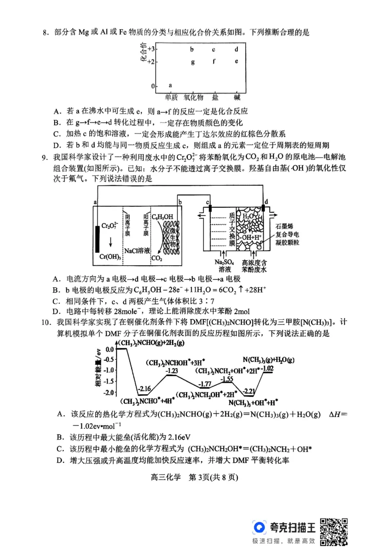 化学_2024-2025高三（6-6月题库）_2024年11月试卷_1114河南省南阳市2024-2025学年高三上学期11月期中考试_河南省南阳市2024-2025学年高三上学期11月期中化学