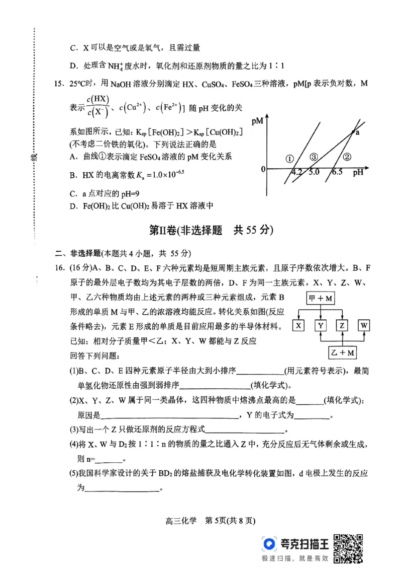 化学_2024-2025高三（6-6月题库）_2024年11月试卷_1114河南省南阳市2024-2025学年高三上学期11月期中考试_河南省南阳市2024-2025学年高三上学期11月期中化学