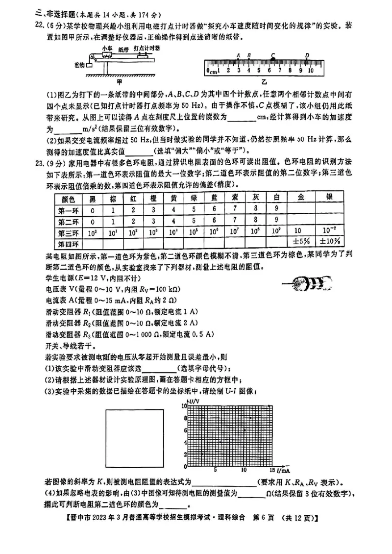理综试题_2024年2月_01每日更新_13号_2023届山西省晋中市高三3月普通高等学校招生模拟考试（二模）全科_2023届山西省晋中市高三3月普通高等学校招生模拟考试（二模）理综