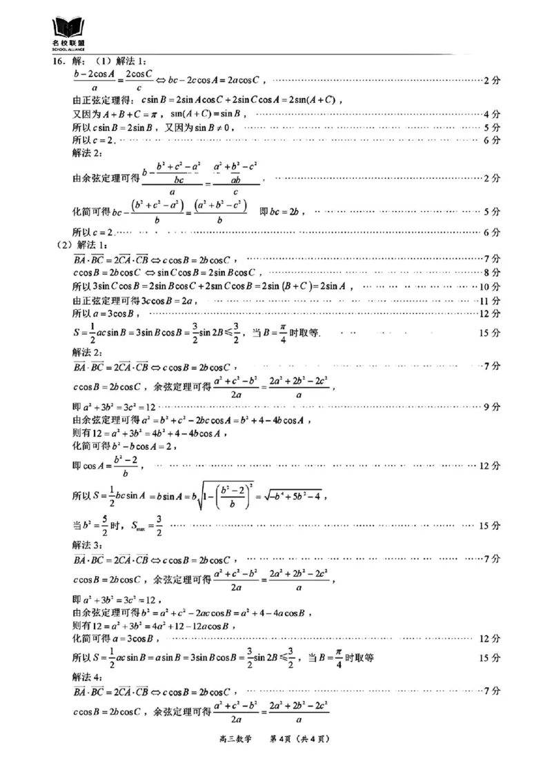 数学答案_2024-2025高三（6-6月题库）_2024年11月试卷_1119福建省名校联盟2024-2025学年高三上学期期中考试（全科）_福建省名校联盟2024-2025学年高三上学期期中考试数学