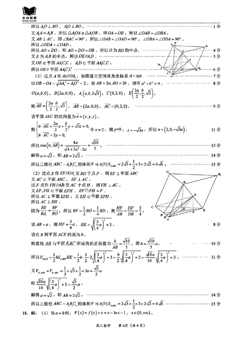 数学答案_2024-2025高三（6-6月题库）_2024年11月试卷_1119福建省名校联盟2024-2025学年高三上学期期中考试（全科）_福建省名校联盟2024-2025学年高三上学期期中考试数学