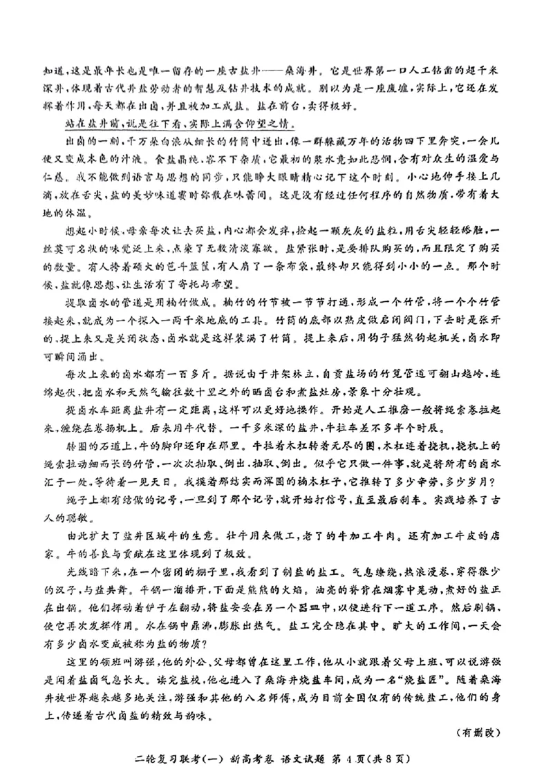 语文_2024年4月_01按日期_3号_2024届百师联盟高三二轮复习联考（一）新高考_百师联盟2024届高三下学期二轮复习联考（一）语文