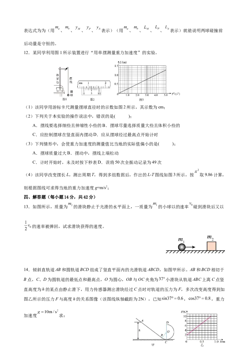 安徽省六安市独山中学2024-2025学年高二下学期2月月考物理试题（含答案）_2025年03月试卷_0306安徽省六安市独山中学2024-2025学年高二下学期2月月考
