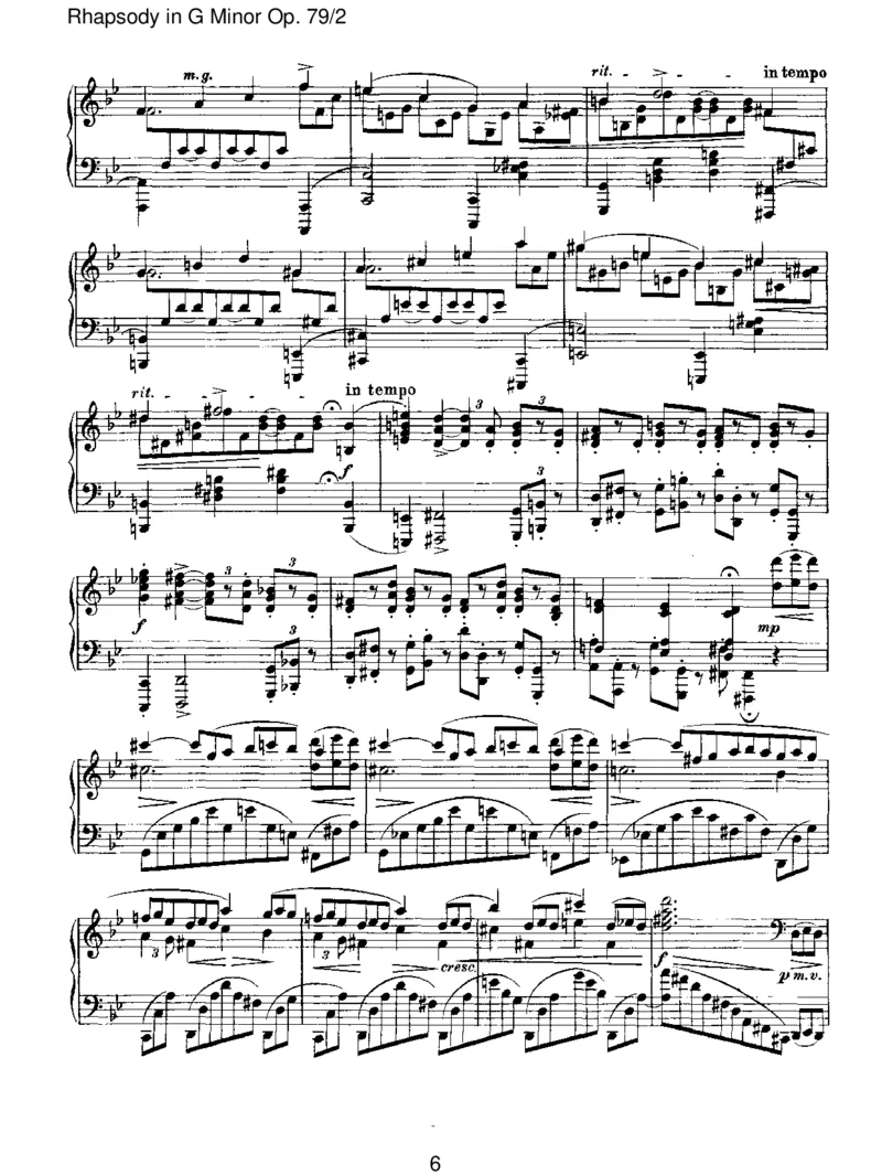 RhapsodyinGMinorOp.79_2_一万首著名钢琴曲谱哈农贝多芬合集视频教学电子版高清无水印可打印_1古典钢琴知名音乐家谱_勃拉姆斯钢琴谱全集_III.ShorterWorks