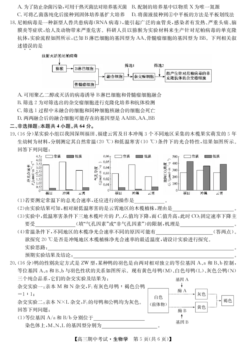 湖北省宜昌市协作体2023-2024学年高三上学期期中考试生物(1)_2023年11月_0211月合集_2024届湖北省宜昌市协作体高三上学期期中考试_湖北省宜昌市协作体2024届高三上学期期中考试生物