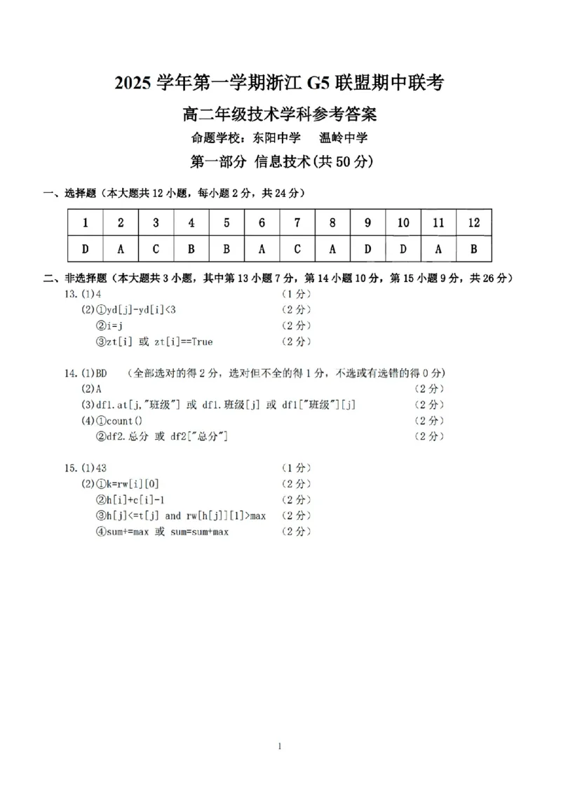 扫描件_高二年级技术学科参考答案_251210浙江省G5联盟2025-2026学年高二上学期11月期中考试（全）_浙江省G5联盟2025-2026学年高二上学期11月期中考试技术试题含答案