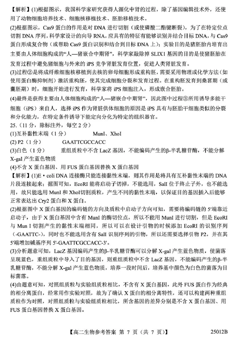 山东省重点高中2024-2025学年高二下学期4月大联考生物答案（图片版，含解析）_2024-2025高二（7-7月题库）_2025年04月试卷(1)_0415山东省重点高中2024-2025学年高二下学期4月大联考