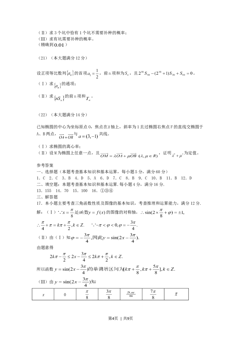 2005年河北高考文科数学真题及答案_数学高考真题试卷_旧1990-2007&middot;高考数学真题_1990-2007&middot;高考数学真题&middot;word_河北