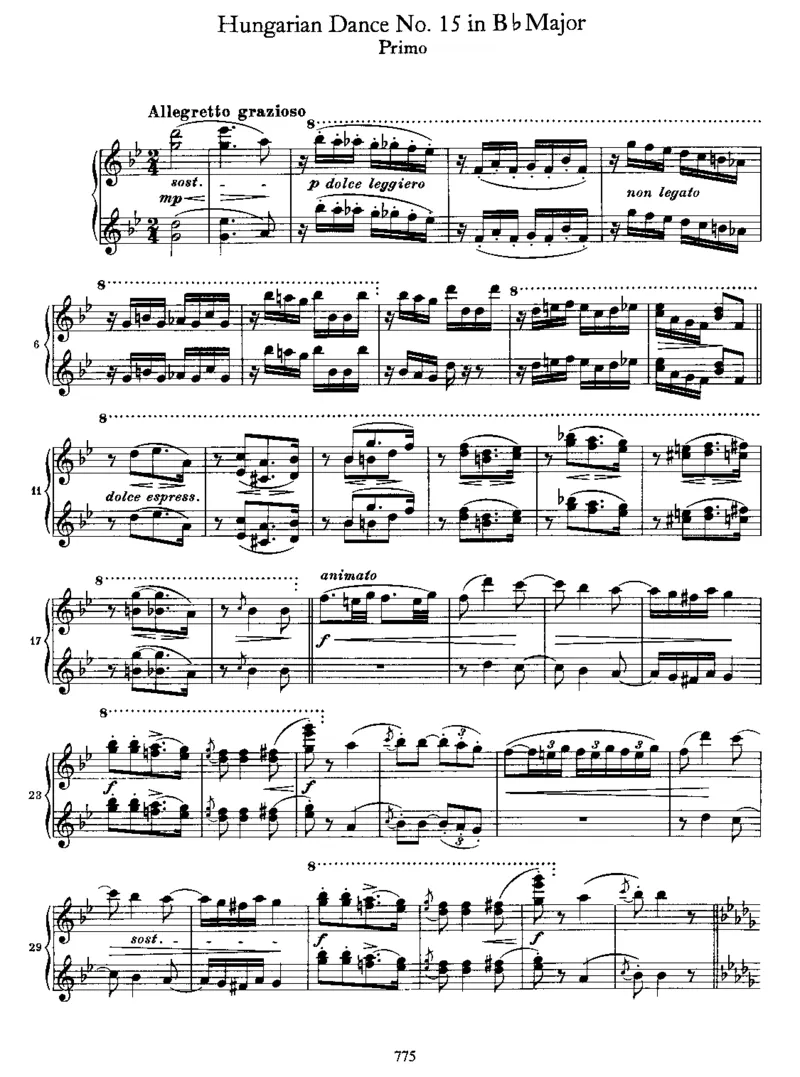 HungarianDanceNo15inBb_一万首著名钢琴曲谱哈农贝多芬合集视频教学电子版高清无水印可打印_1古典钢琴知名音乐家谱_勃拉姆斯钢琴谱全集_匈牙利舞曲四手联弹版