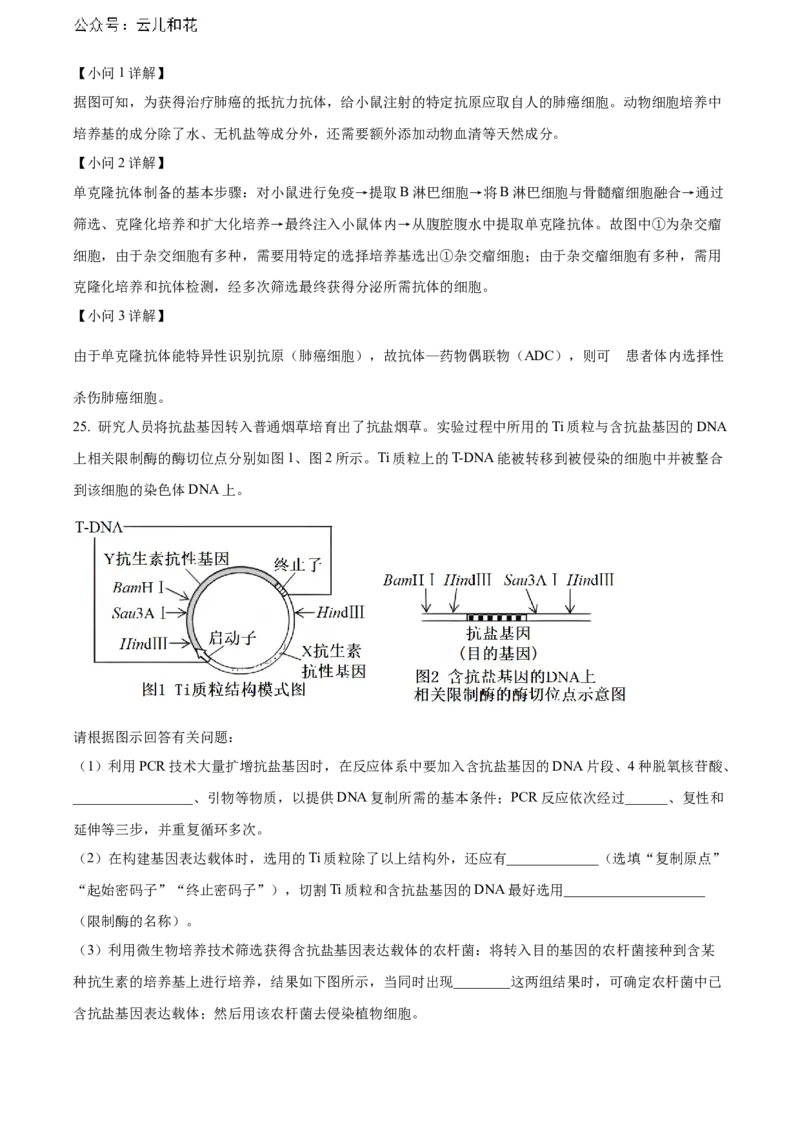 广东省湛江市2023-2024学年高二下学期期末考试生物Word版含解析_2024-2025高二（7-7月题库）_2024年07月试卷_0730广东省湛江市2023-2024学年高二下学期期末考试