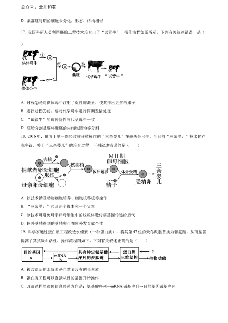 广东省湛江市2023-2024学年高二下学期期末考试生物Word版含解析_2024-2025高二（7-7月题库）_2024年07月试卷_0730广东省湛江市2023-2024学年高二下学期期末考试