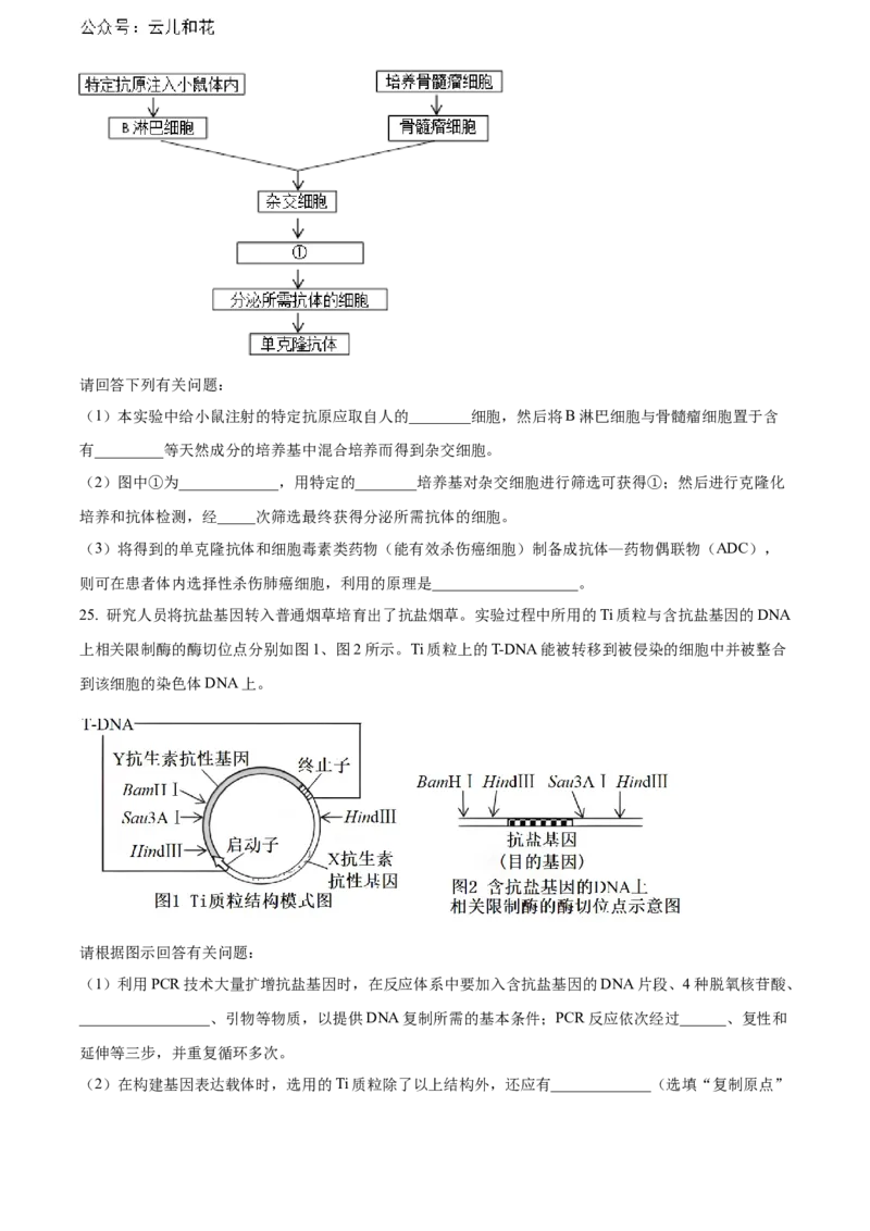 广东省湛江市2023-2024学年高二下学期期末考试生物Word版含解析_2024-2025高二（7-7月题库）_2024年07月试卷_0730广东省湛江市2023-2024学年高二下学期期末考试
