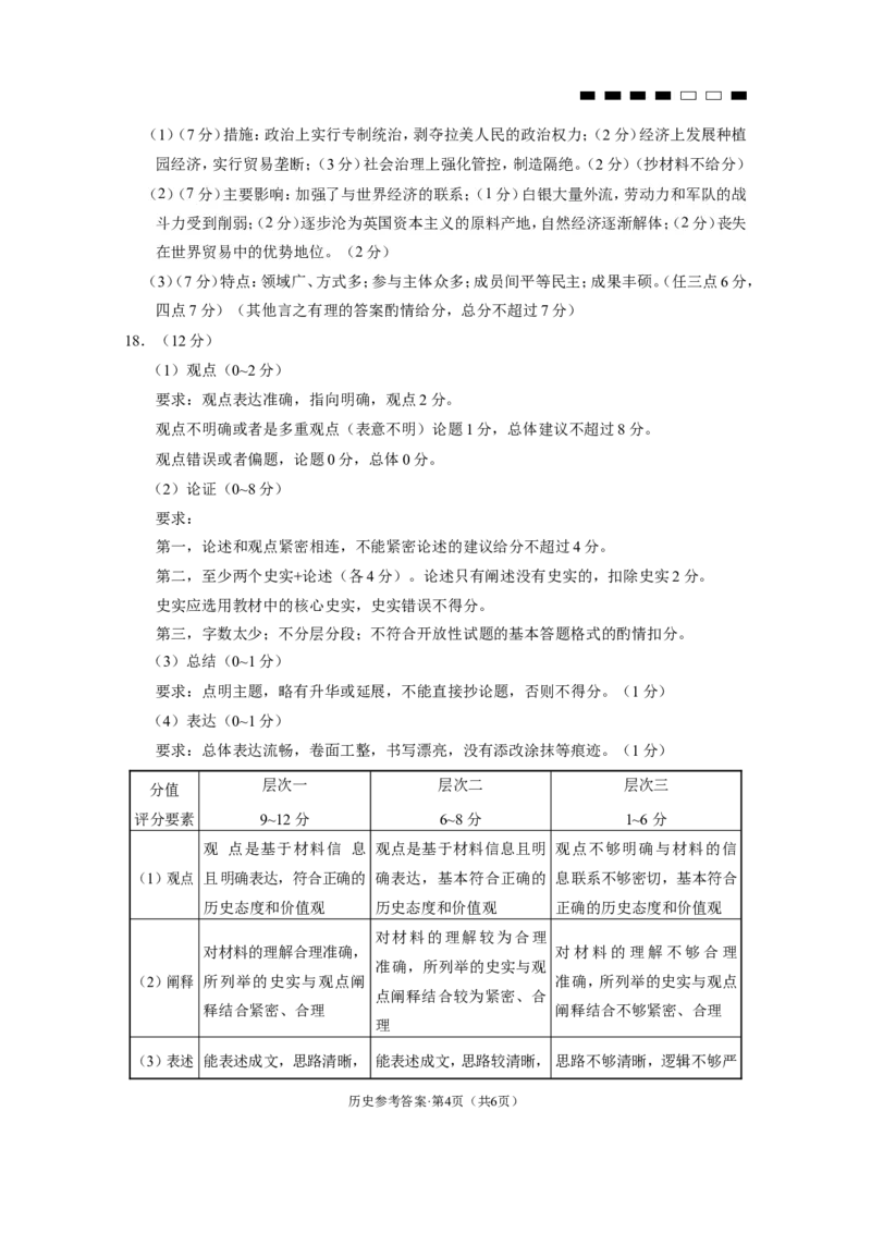 重庆市第八中学2024届高考适应性月考卷（六）历史-答案_2024年3月_013月合集_2024届重庆市第八中学高考适应性月考卷（六）_重庆市第八中学2024届高考适应性月考卷（六）历史