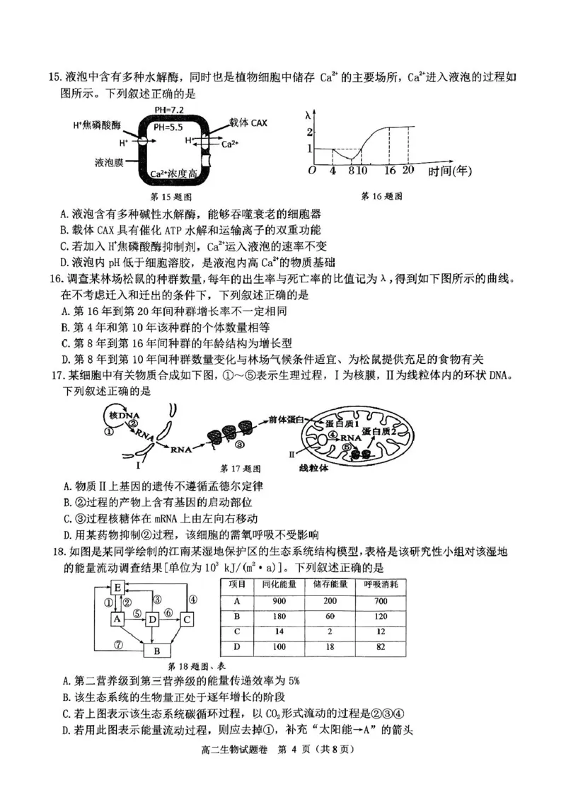 浙江省杭州市2024-2025学年高二上学期期末生物试题_2024-2025高二（7-7月题库）_2025年02月试卷_0226浙江省杭州市2024-2025学年高二上学期1月期末考试
