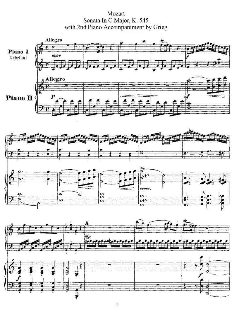 SonatainC,K545(Mozart)_一万首著名钢琴曲谱哈农贝多芬合集视频教学电子版高清无水印可打印_1古典钢琴知名音乐家谱_格里格钢琴谱全集_双钢琴