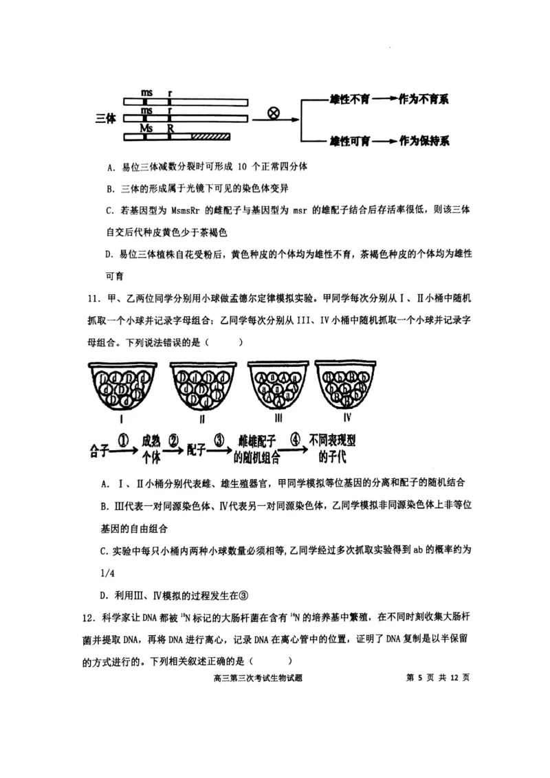 辽宁省锦州市某校2023-2024学年高三上学期第三次考试生物(1)_2023年11月_0211月合集_2024届辽宁省锦州市高三上学期第三次考试_辽宁省锦州市2024届高三上学期第三次考试生物