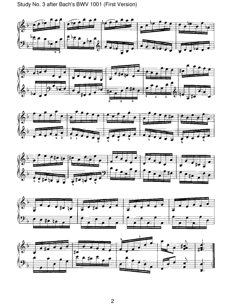 StudyNo.3afterBach'sBWV1001(FirstVersion)_一万首著名钢琴曲谱哈农贝多芬合集视频教学电子版高清无水印可打印_1古典钢琴知名音乐家谱_勃拉姆斯钢琴谱全集