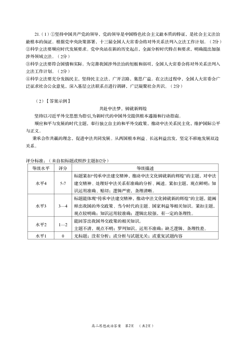 政治答案_2024-2025高二（7-7月题库）_2024年07月试卷_0702湖南省岳阳市2023-2024学年高二下学期期末考试_湖南省岳阳市2023-2024学年高二下学期期末考试政治
