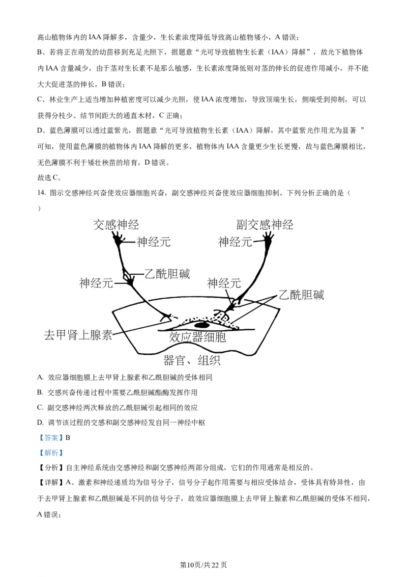 精品解析：福建省厦门市湖滨中学2023-2024学年高三上学期期中生物试题（解析版）(1)_2023年11月_0211月合集_2024届福建省厦门市湖滨中学高三上学期期中考试