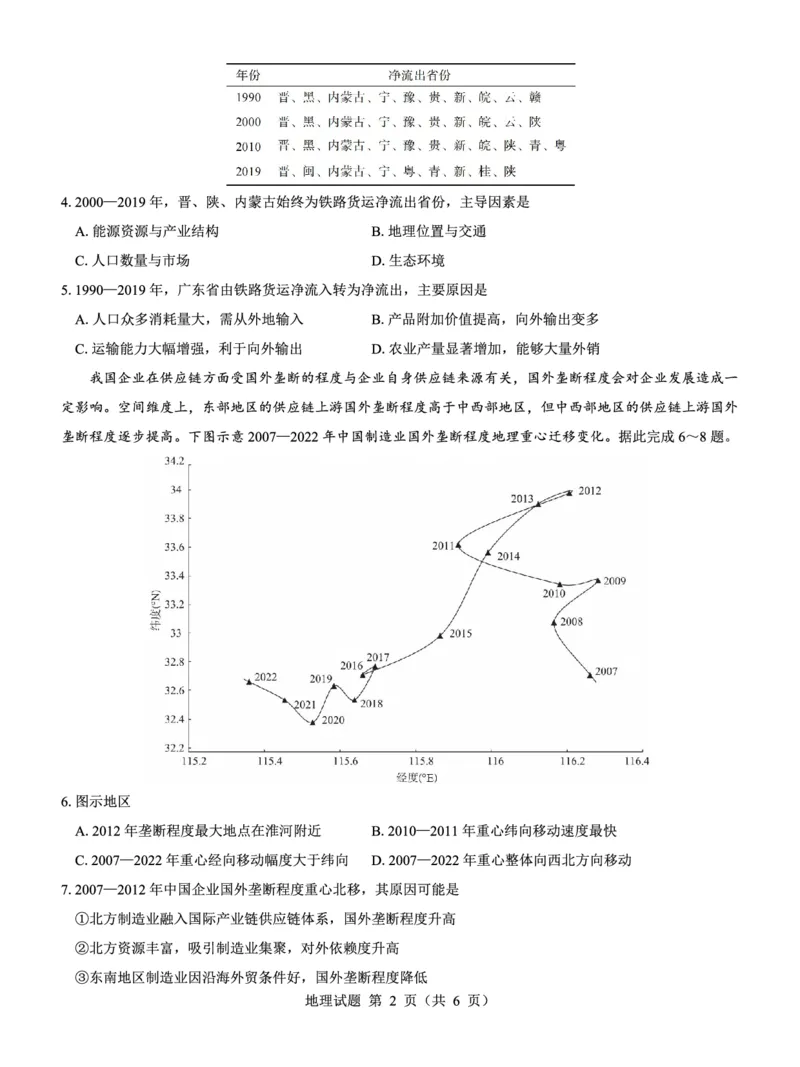 名校教研联盟2025届高三12月联考地理_2024-2025高三（6-6月题库）_2024年12月试卷_1227（西北卷）名校教研联盟2025届高三12月联考
