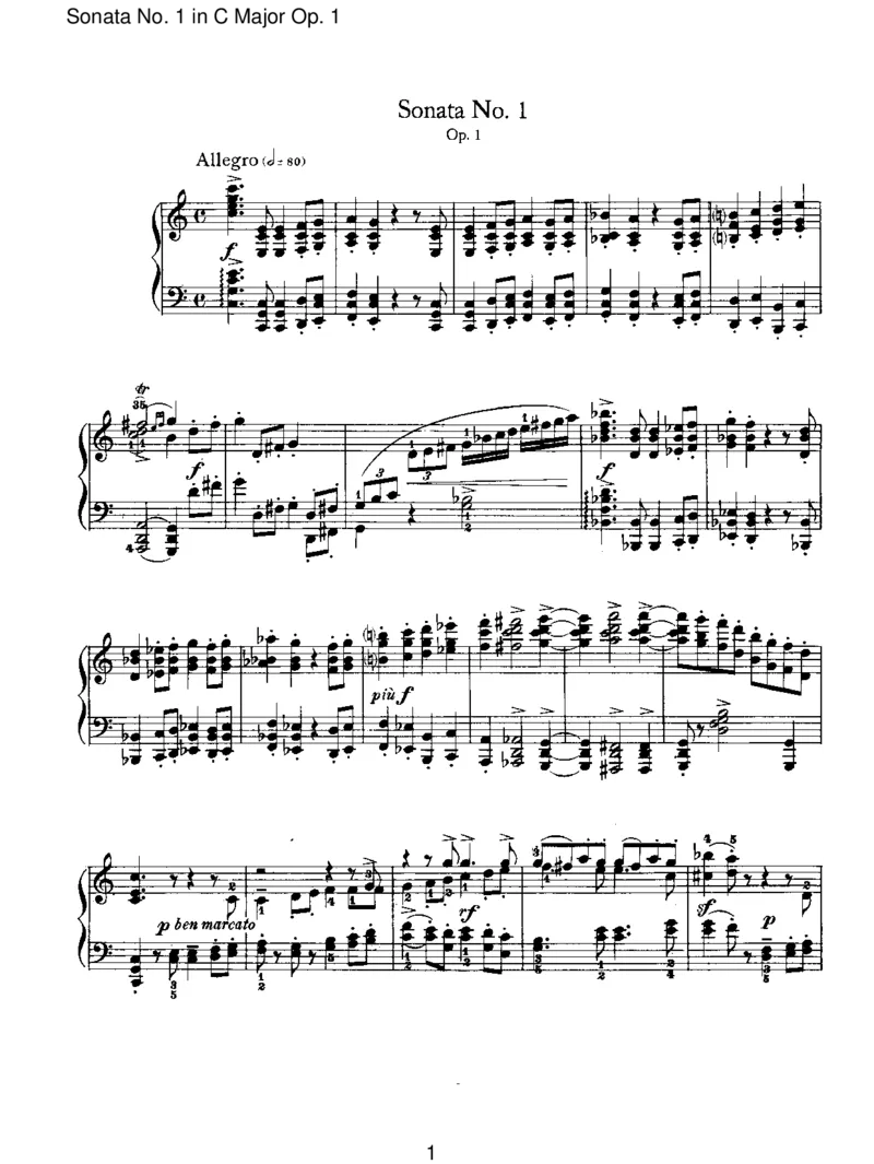 SonataNo.1inCMajorOp.1_一万首著名钢琴曲谱哈农贝多芬合集视频教学电子版高清无水印可打印_1古典钢琴知名音乐家谱_勃拉姆斯钢琴谱全集_I.Sonatas