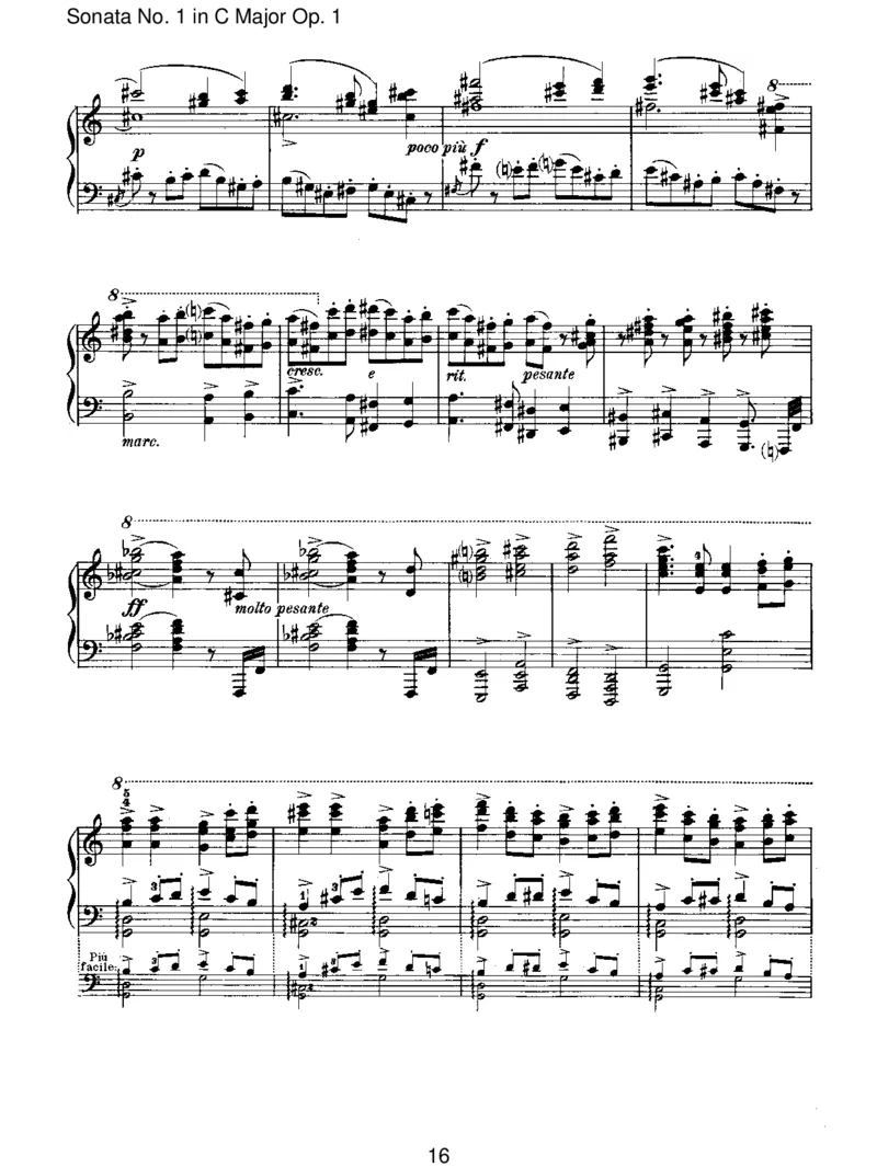 SonataNo.1inCMajorOp.1_一万首著名钢琴曲谱哈农贝多芬合集视频教学电子版高清无水印可打印_1古典钢琴知名音乐家谱_勃拉姆斯钢琴谱全集_I.Sonatas
