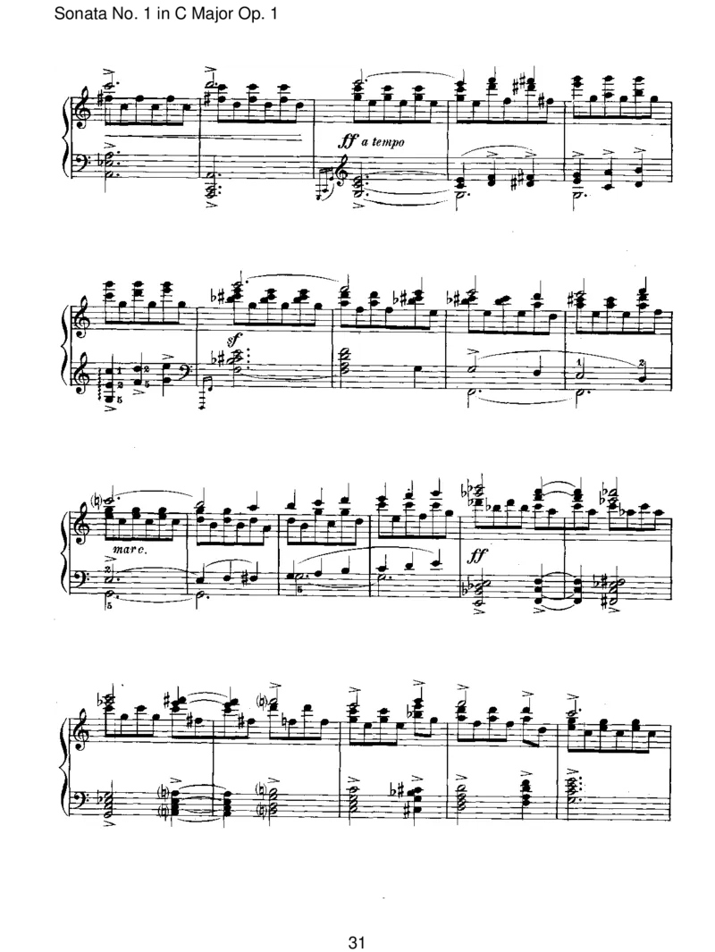 SonataNo.1inCMajorOp.1_一万首著名钢琴曲谱哈农贝多芬合集视频教学电子版高清无水印可打印_1古典钢琴知名音乐家谱_勃拉姆斯钢琴谱全集_I.Sonatas