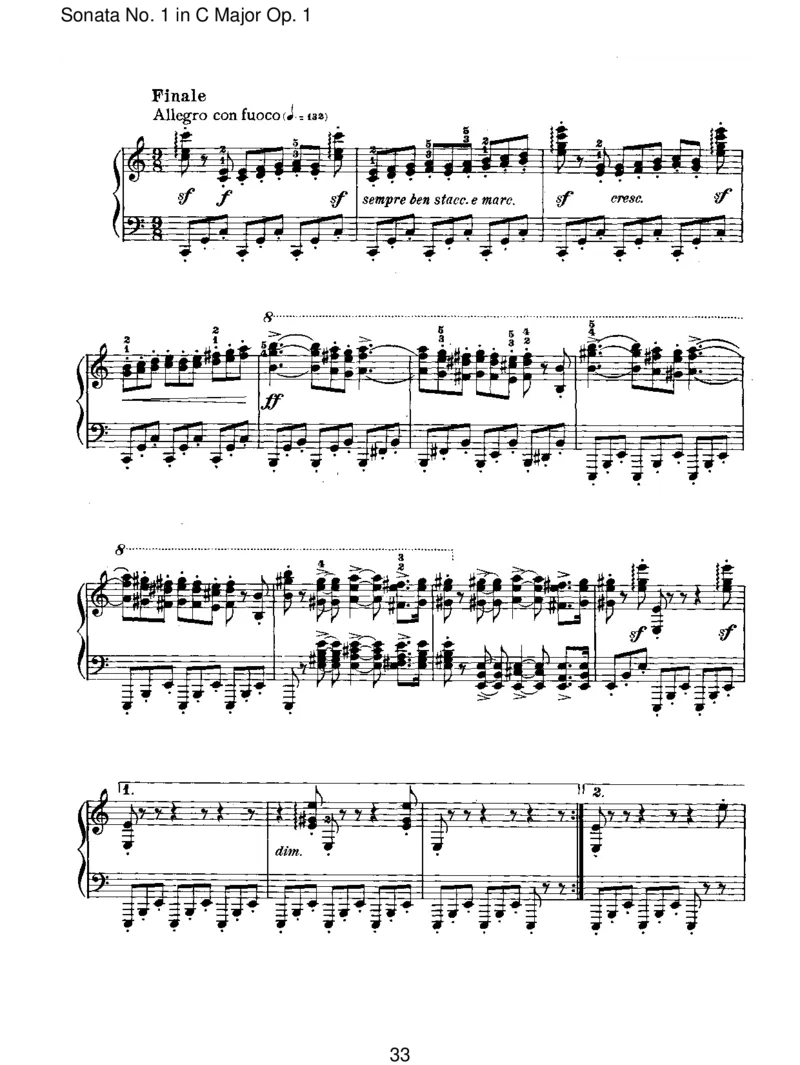 SonataNo.1inCMajorOp.1_一万首著名钢琴曲谱哈农贝多芬合集视频教学电子版高清无水印可打印_1古典钢琴知名音乐家谱_勃拉姆斯钢琴谱全集_I.Sonatas