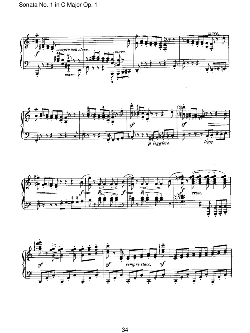 SonataNo.1inCMajorOp.1_一万首著名钢琴曲谱哈农贝多芬合集视频教学电子版高清无水印可打印_1古典钢琴知名音乐家谱_勃拉姆斯钢琴谱全集_I.Sonatas