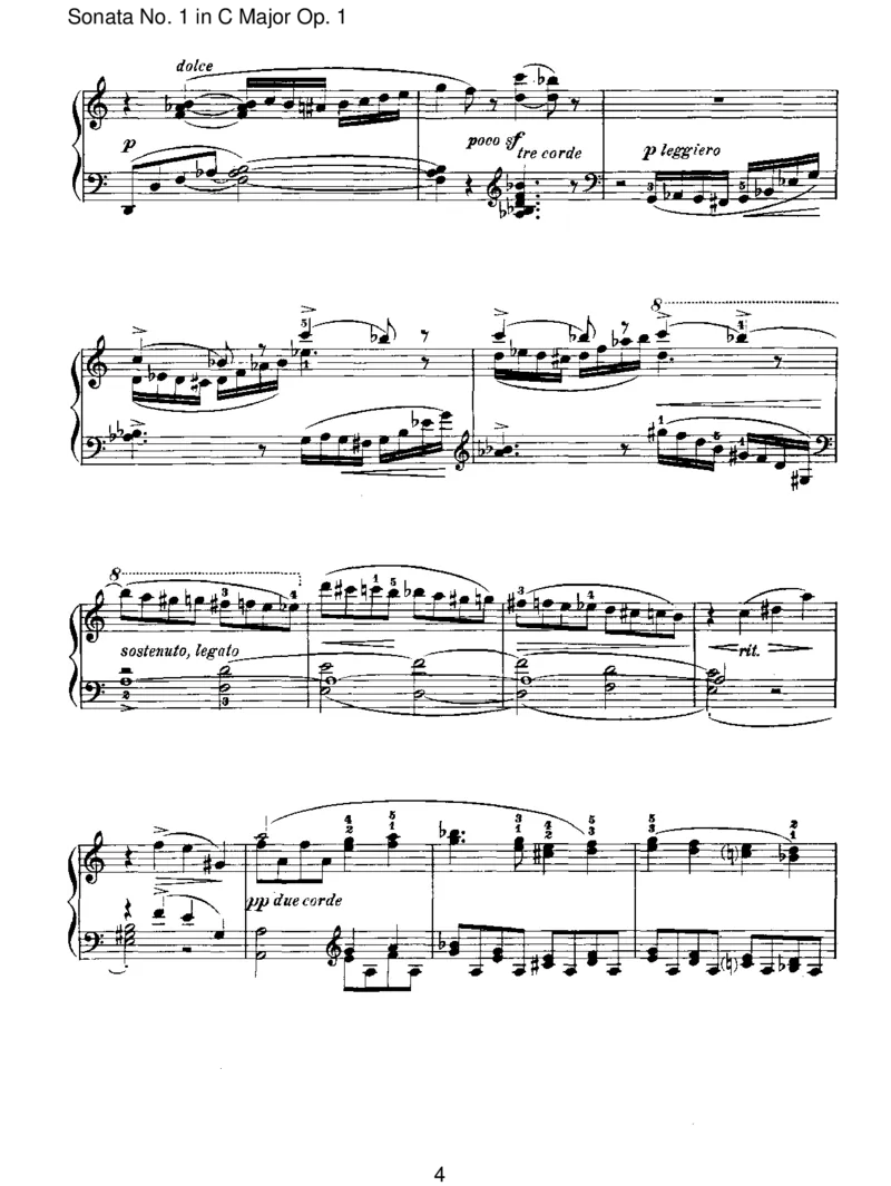 SonataNo.1inCMajorOp.1_一万首著名钢琴曲谱哈农贝多芬合集视频教学电子版高清无水印可打印_1古典钢琴知名音乐家谱_勃拉姆斯钢琴谱全集_I.Sonatas