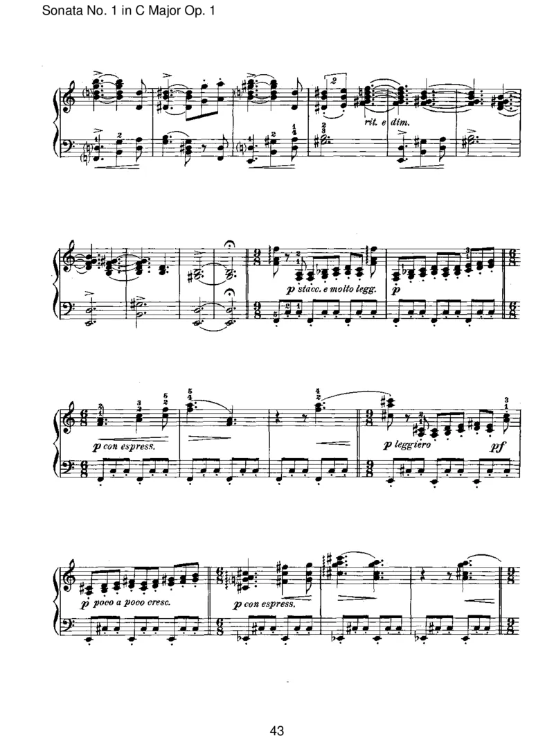 SonataNo.1inCMajorOp.1_一万首著名钢琴曲谱哈农贝多芬合集视频教学电子版高清无水印可打印_1古典钢琴知名音乐家谱_勃拉姆斯钢琴谱全集_I.Sonatas