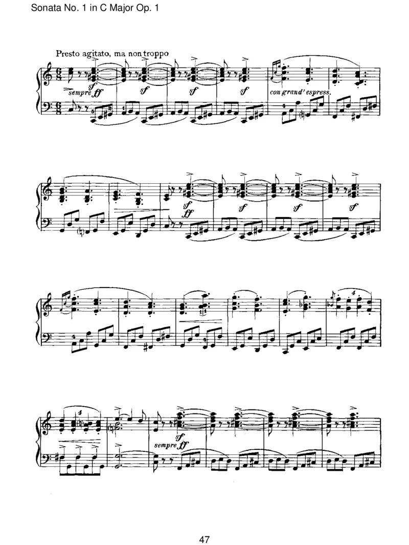 SonataNo.1inCMajorOp.1_一万首著名钢琴曲谱哈农贝多芬合集视频教学电子版高清无水印可打印_1古典钢琴知名音乐家谱_勃拉姆斯钢琴谱全集_I.Sonatas