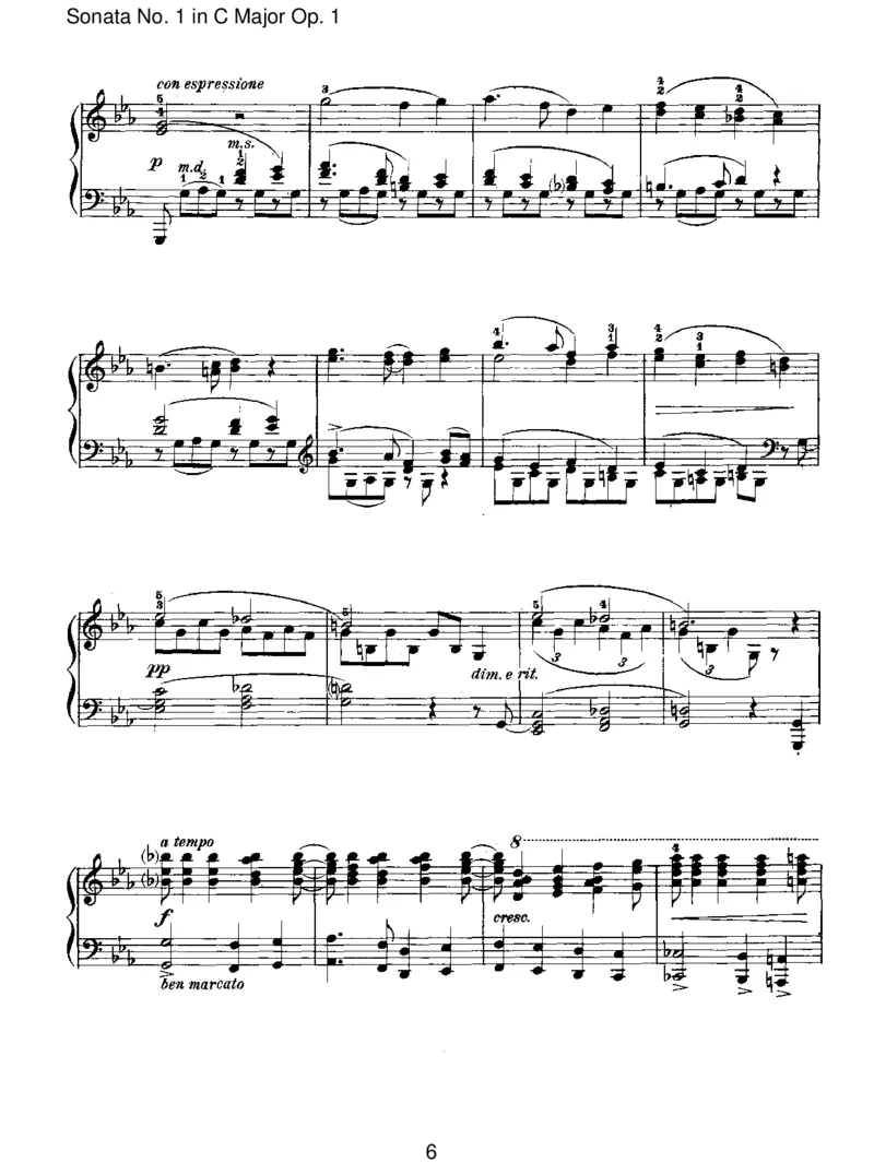 SonataNo.1inCMajorOp.1_一万首著名钢琴曲谱哈农贝多芬合集视频教学电子版高清无水印可打印_1古典钢琴知名音乐家谱_勃拉姆斯钢琴谱全集_I.Sonatas