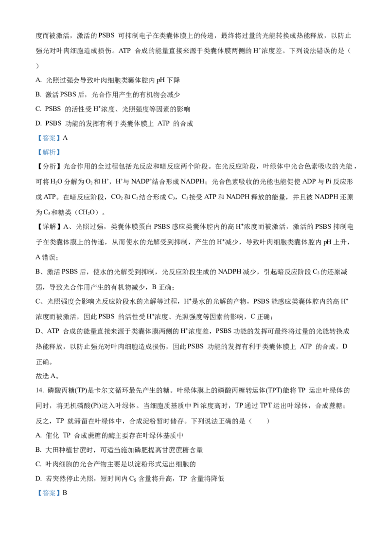 山东省烟台市2023-2024学年高二下学期7月期末考试生物Word版含解析_2024-2025高三（6-6月题库）_2024年07月试卷_240722山东省烟台市2023-2024学年高二下学期7月期末考试
