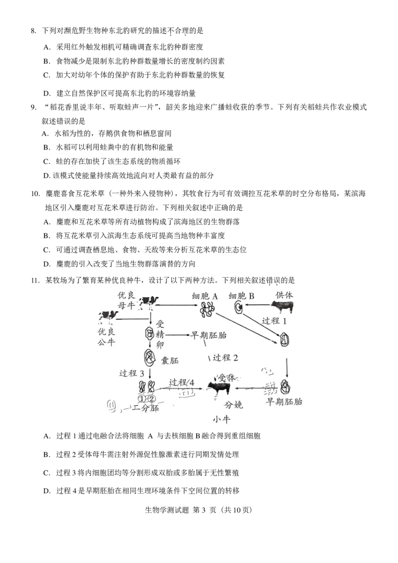 广东省韶关市2025届高三综合测试一生物试卷（PDF版含答案）_2024-2025高三（6-6月题库）_2024年11月试卷_1114广东省韶关市2025届高三综合测试(一)（全科）