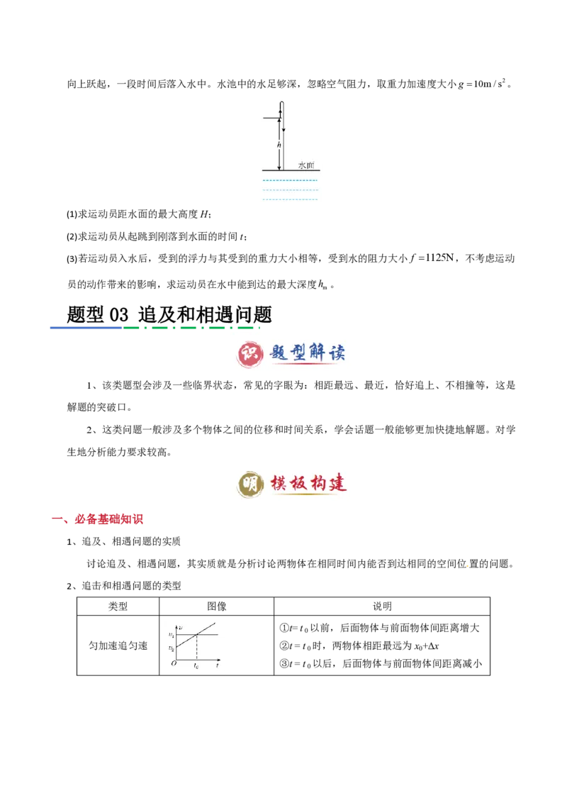 模板01直线运动（四大题型）（原卷版）_2024-2025高三（6-6月题库）_2025年01月试卷_01012025年高考物理答题技巧与模板构建