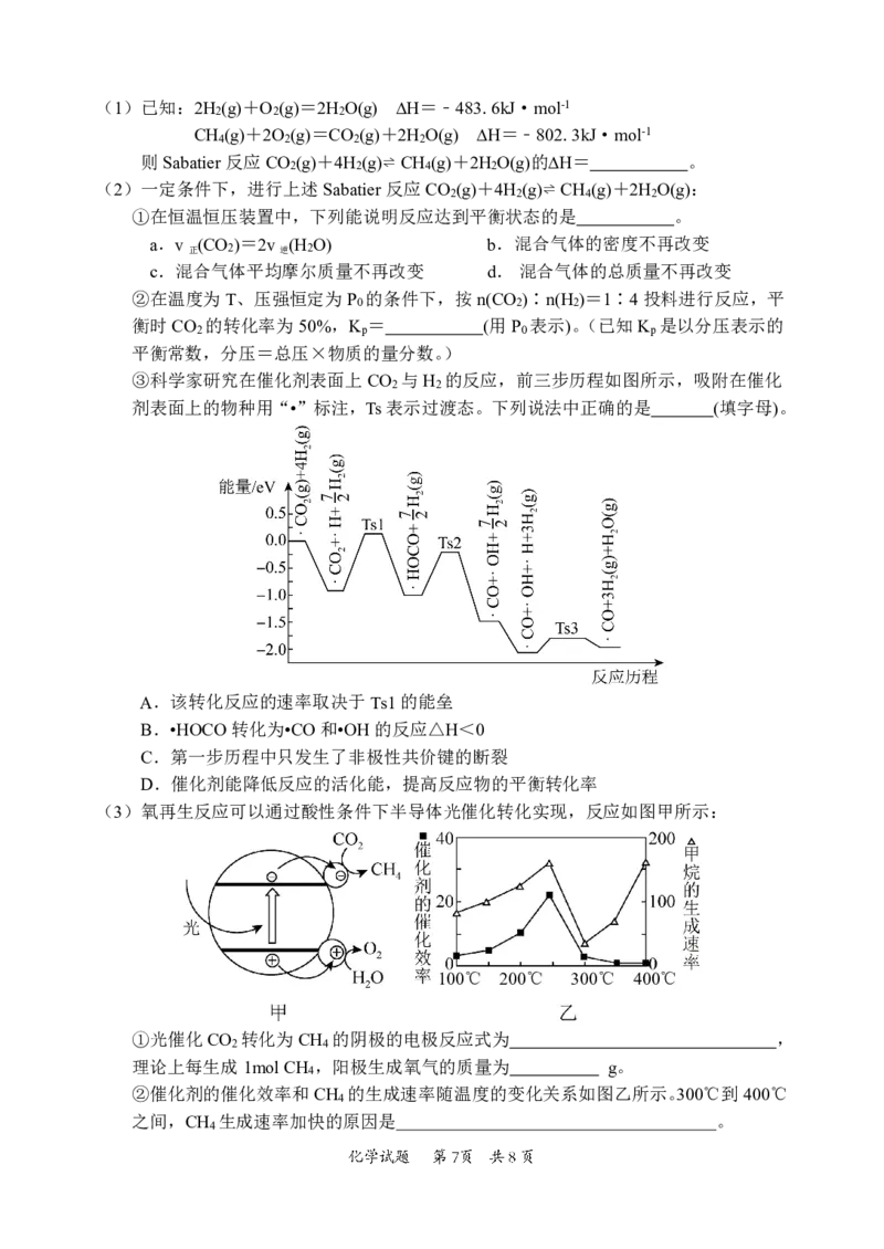 惠州市2025届高三第一次调研考试化学试题_2024-2025高三（6-6月题库）_2024年07月试卷_2407102025届广东省惠州市高三第一次调研考试（惠州高二期末考）
