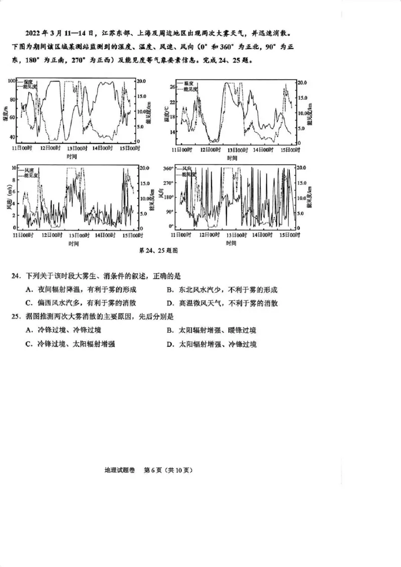 地理试卷_2024-2025高三（6-6月题库）_2024年11月试卷_1109浙江省绍兴市一模2024-2025学年11月诊断考试_绍兴市一模地理
